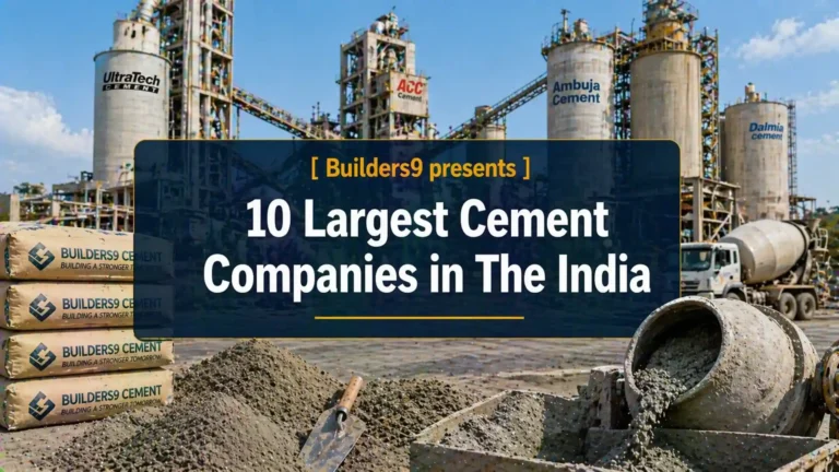 Cement plant in India with silos, mixer truck, and construction materials highlighting top cement companies