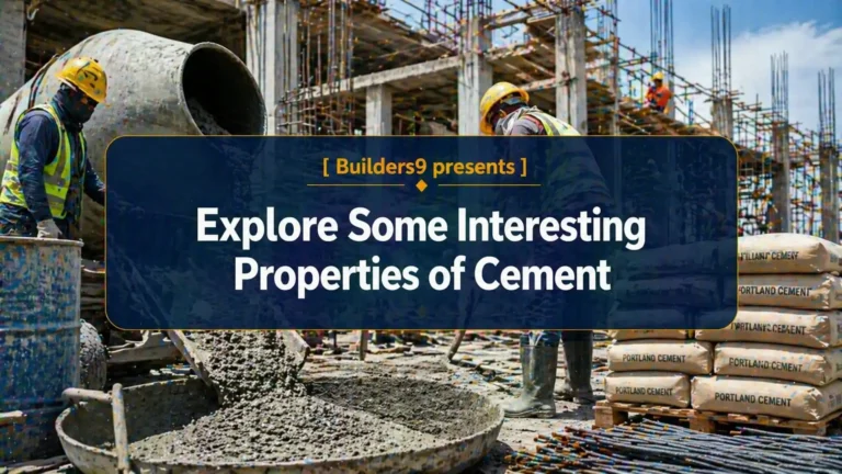 Workers pouring and mixing cement at a construction site with concrete mixer and stacked cement bags