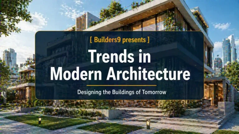 Modern luxury house with glass design, greenery, and contemporary architecture in an urban setting