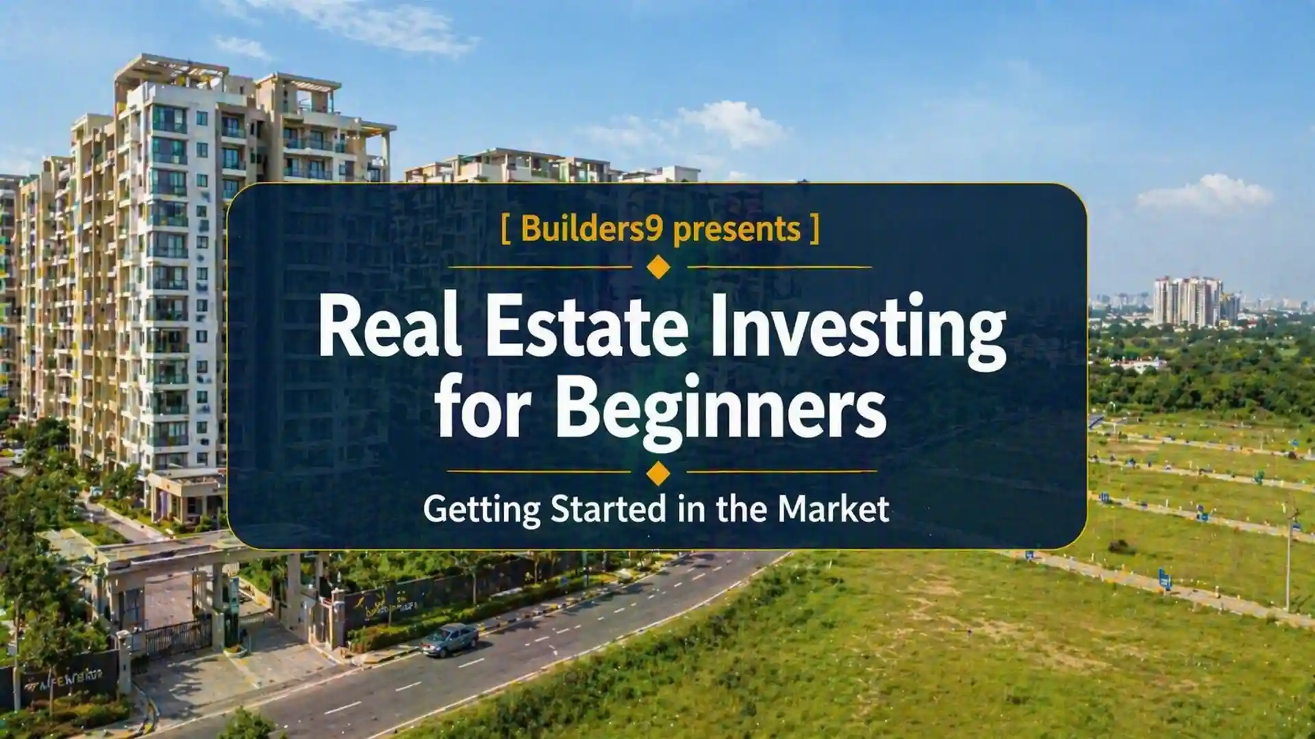 Residential apartment buildings and open land showing urban real estate development