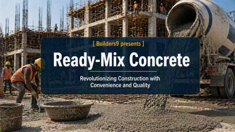 Ready-mix concrete being poured from mixer truck at construction site with workers leveling fresh concrete