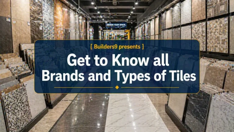 Tile showroom displaying various types and designs of floor and wall tiles in a modern store