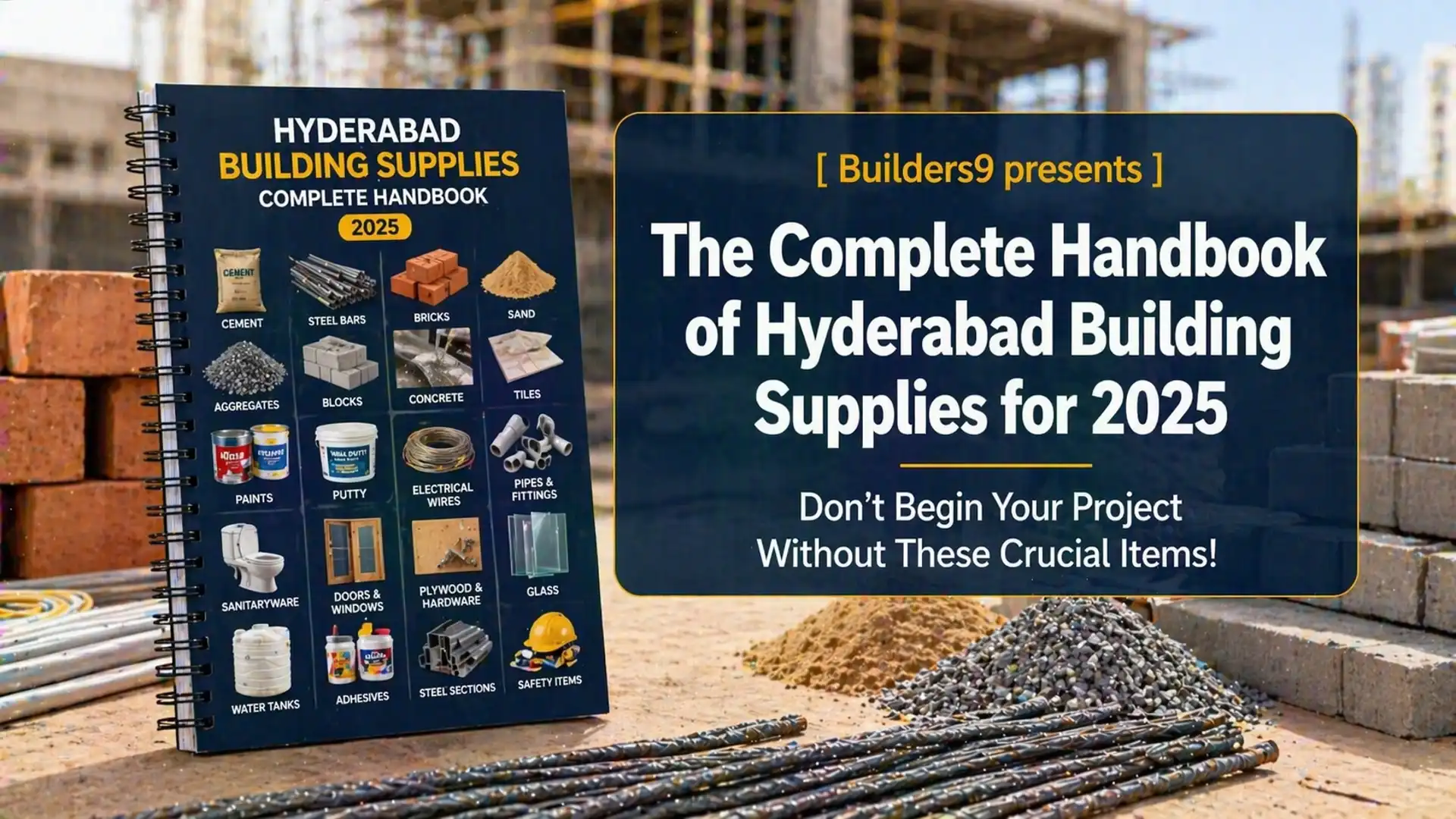 Hyderabad building materials handbook with cement, steel, bricks, and construction supplies