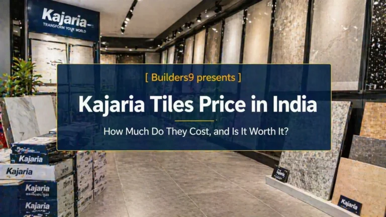 Kajaria tiles showroom in India displaying various wall and floor tile designs with pricing and product options