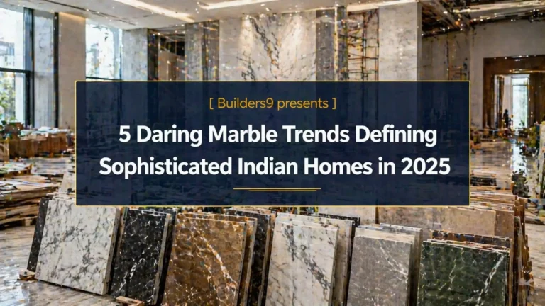 Various marble slabs displayed in a showroom showcasing modern marble design trends for luxury Indian home interiors