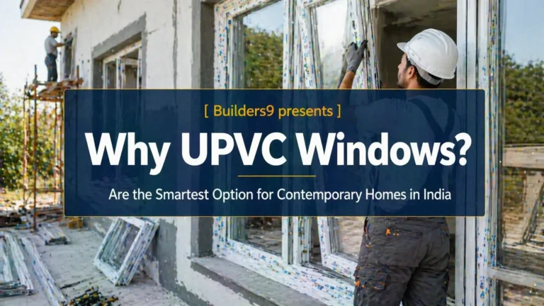 Worker installing UPVC windows on a residential building under construction with modern window frames